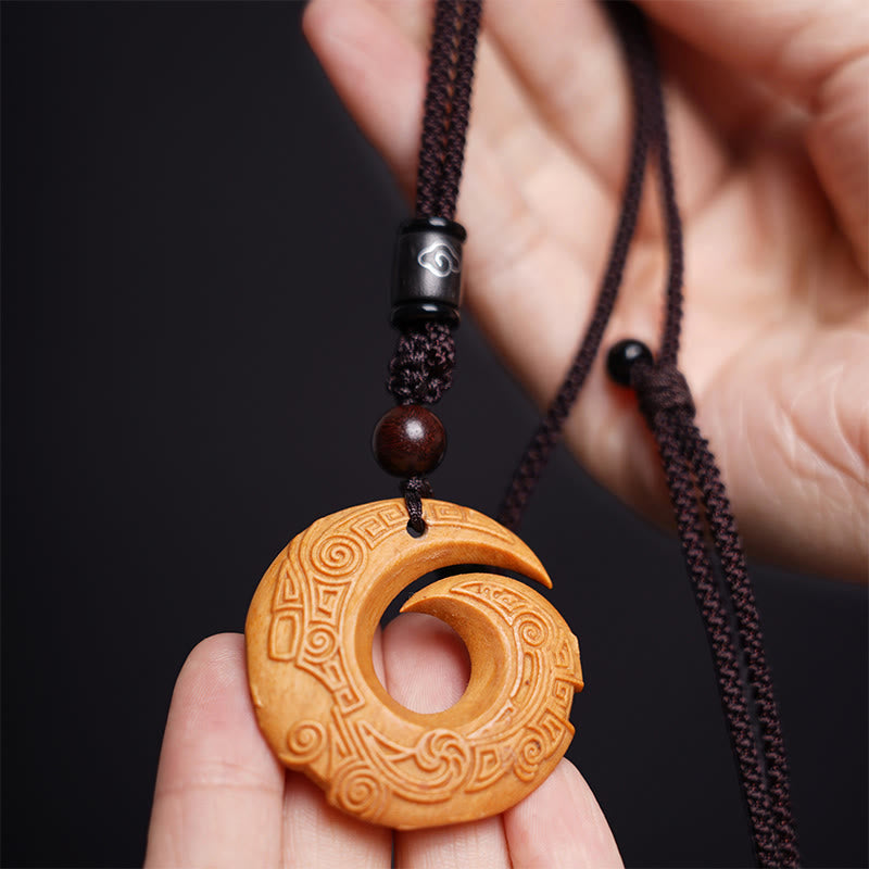 Buddha Stones Drewno Hebanowe Drzewo Sandałowe Szczęście Poprawia Wzór Projektu Naszyjnik Wisiorek Pokoju