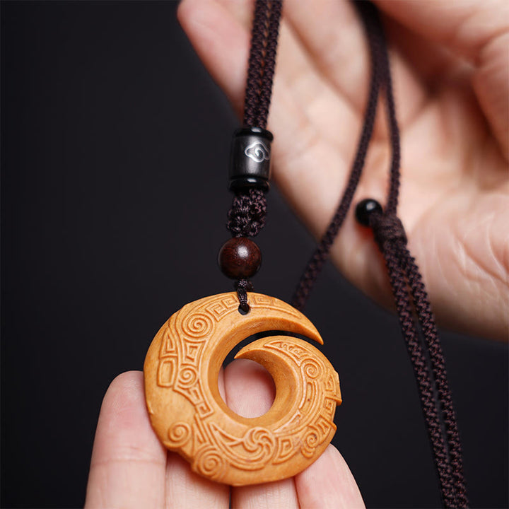 Buddha Stones Drewno Hebanowe Drzewo Sandałowe Szczęście Poprawia Wzór Projektu Naszyjnik Wisiorek Pokoju