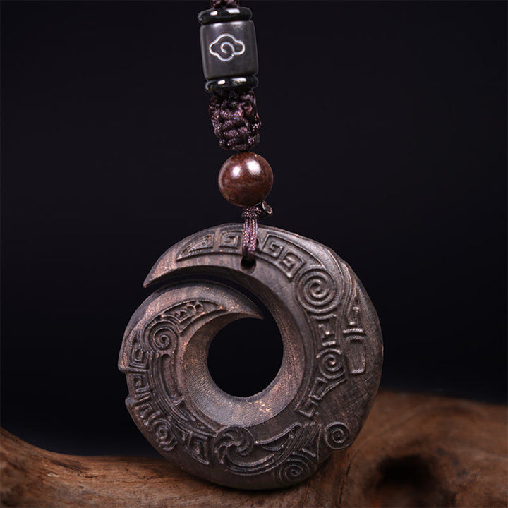 Buddha Stones Drewno Hebanowe Drzewo Sandałowe Szczęście Poprawia Wzór Projektu Naszyjnik Wisiorek Pokoju