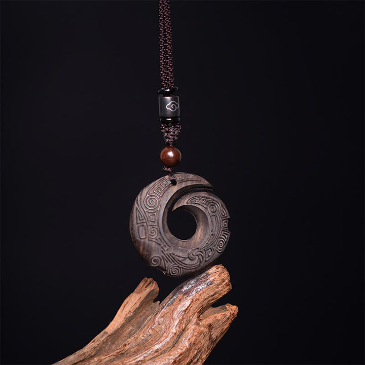 Buddha Stones Drewno Hebanowe Drzewo Sandałowe Szczęście Poprawia Wzór Projektu Naszyjnik Wisiorek Pokoju