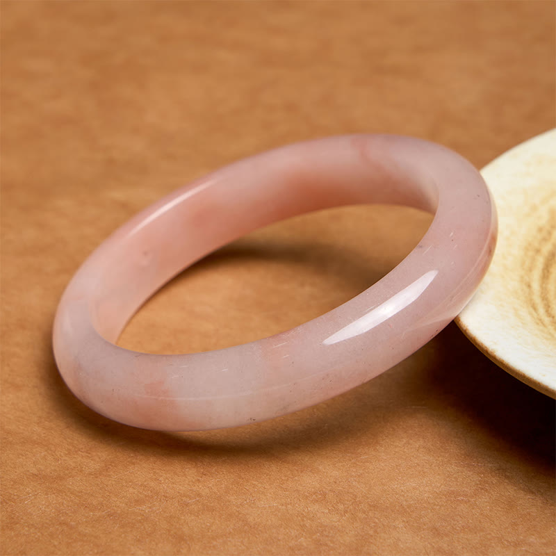 Bransoletka Buddha Stones Różowy Złoty Jedwab Jadeit Bogactwo Szczęście Bangle - Płaski - 60-62 mm - image 0