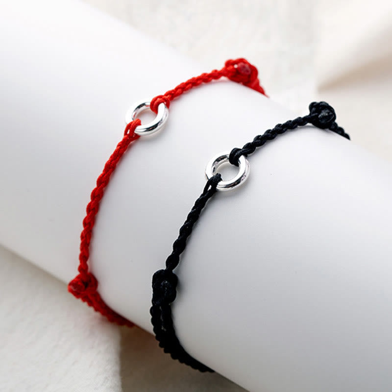 Buddha Stones 925 Srebro Sterlingowe Klamra Pokoju Szczęście Sznurek Warkocz Bransoletka na Kostkę - image 2