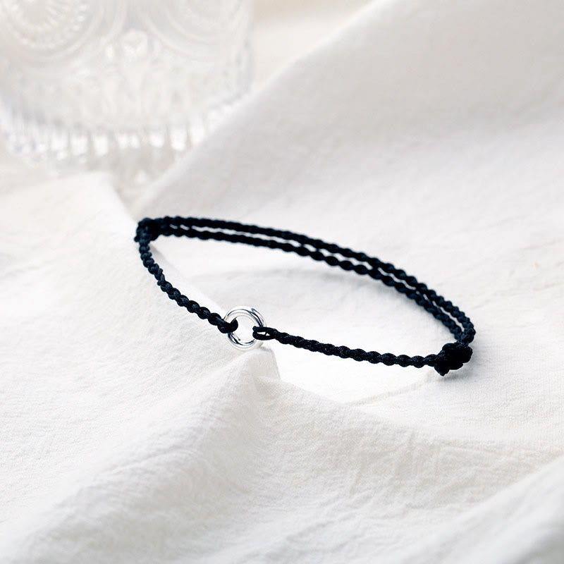 Buddha Stones 925 Srebro Sterlingowe Klamra Pokoju Szczęście Sznurek Warkocz Bransoletka na Kostkę - image 12