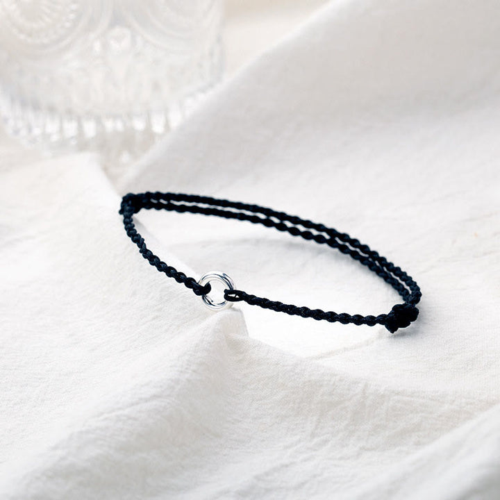 Buddha Stones 925 Srebro Sterlingowe Klamra Pokoju Szczęście Sznurek Warkocz Bransoletka na Kostkę - image 12