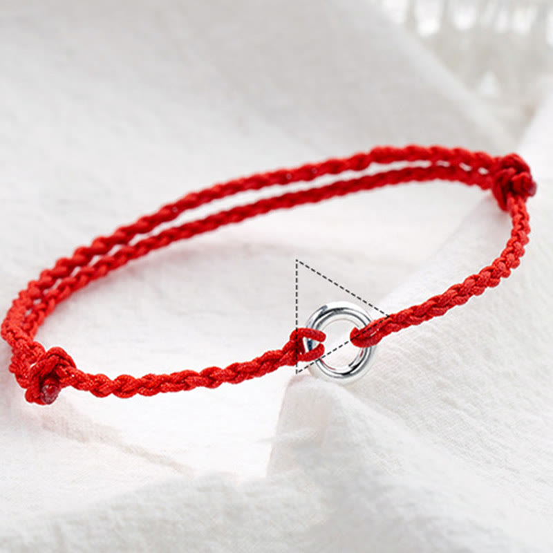 Buddha Stones 925 Srebro Sterlingowe Klamra Pokoju Szczęście Sznurek Warkocz Bransoletka na Kostkę - image 4