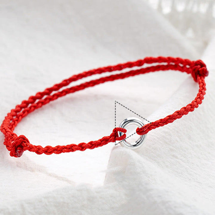 Buddha Stones 925 Srebro Sterlingowe Klamra Pokoju Szczęście Sznurek Warkocz Bransoletka na Kostkę - image 4