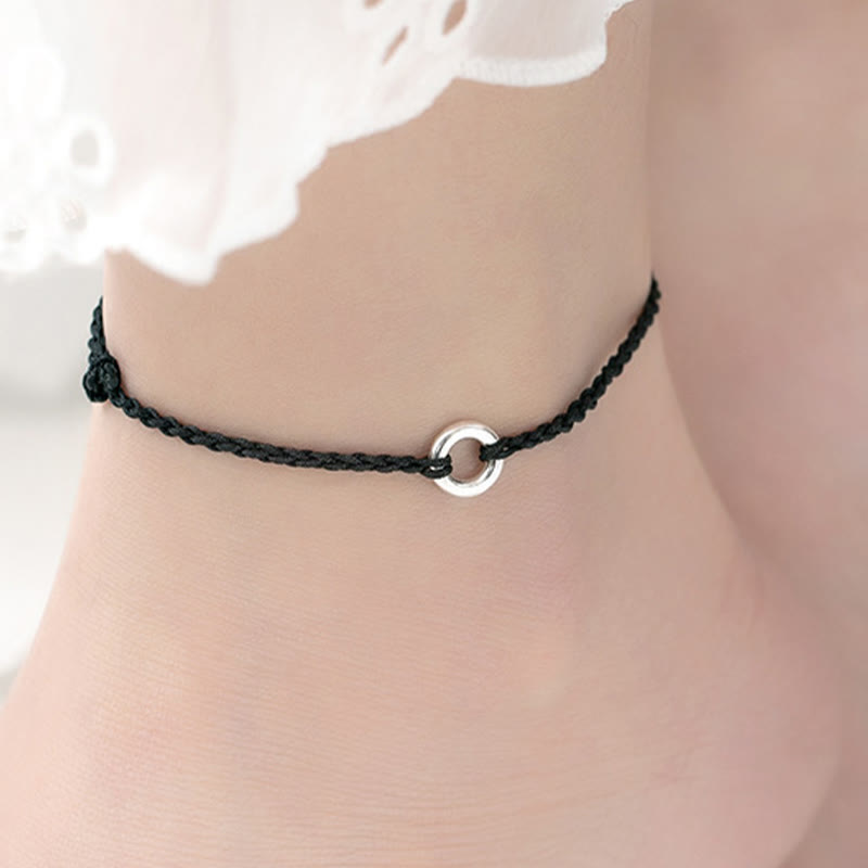 Buddha Stones 925 Srebro Sterlingowe Klamra Pokoju Szczęście Sznurek Warkocz Bransoletka na Kostkę - image 13