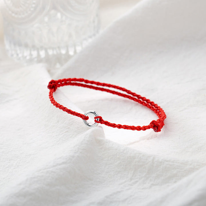 Buddha Stones 925 Srebro Sterlingowe Klamra Pokoju Szczęście Sznurek Warkocz Bransoletka na Kostkę - image 3