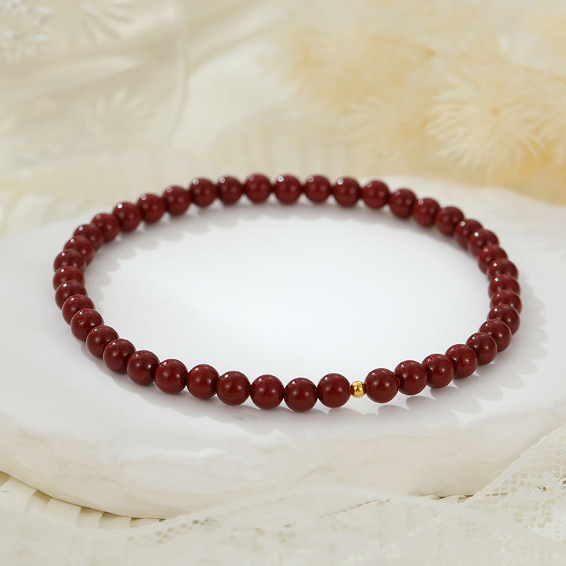 Buddha Stones 925 Srebro Sterling Koraliki Cynobru Błogosławieństwo Anklet