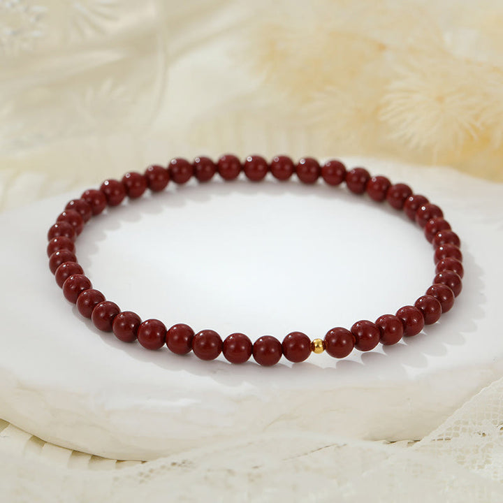 Buddha Stones 925 Srebro Sterling Koraliki Cynobru Błogosławieństwo Anklet