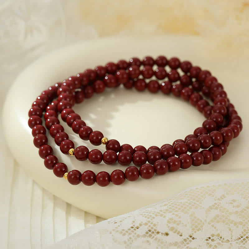 Buddha Stones 925 Srebro Sterling Koraliki Cynobru Błogosławieństwo Anklet