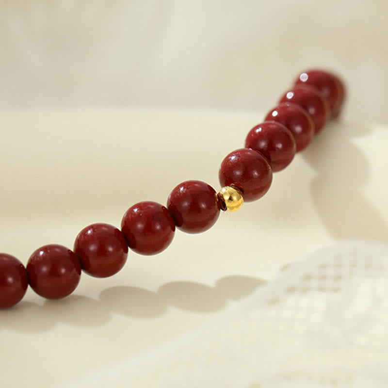 Buddha Stones 925 Srebro Sterling Koraliki Cynobru Błogosławieństwo Anklet