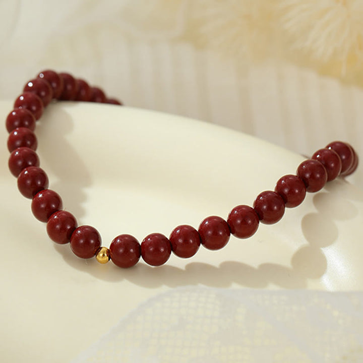 Buddha Stones 925 Srebro Sterling Koraliki Cynobru Błogosławieństwo Anklet