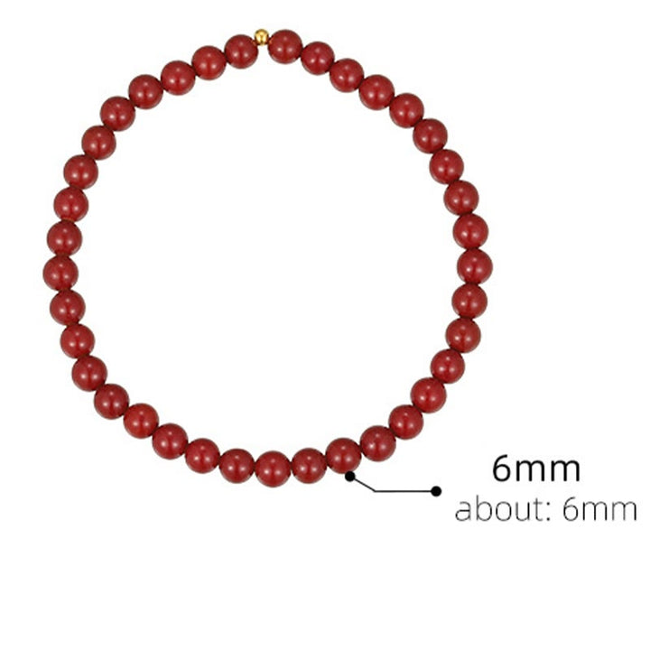 Buddha Stones 925 Srebro Sterling Koraliki Cynobru Błogosławieństwo Anklet