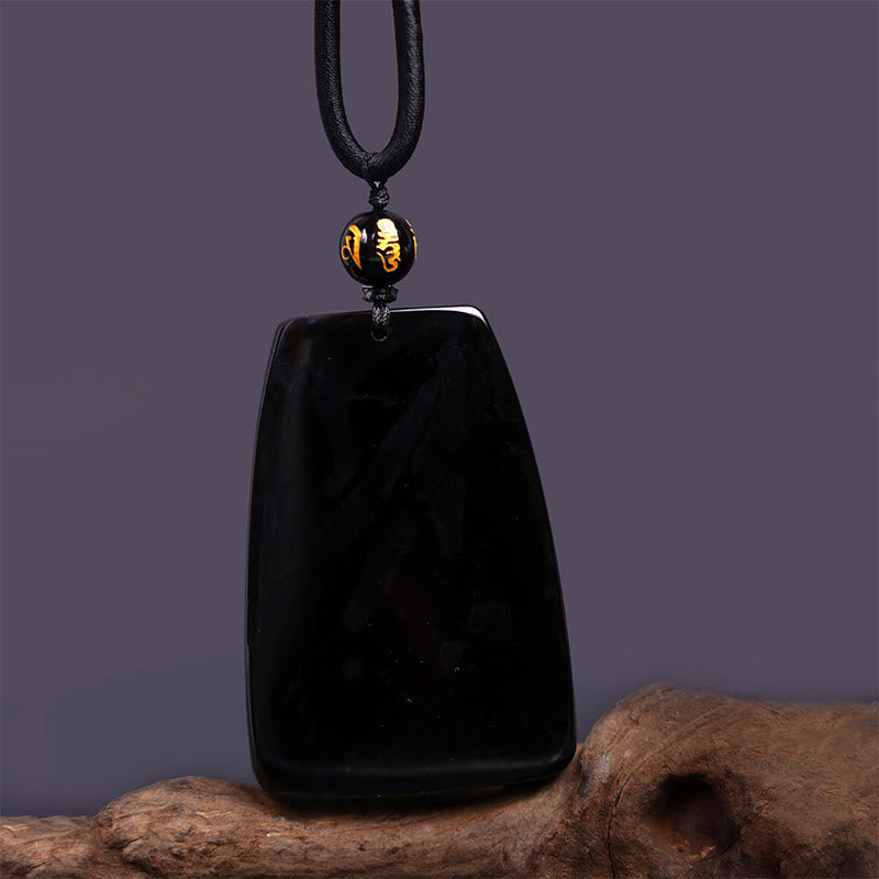 Buddha Stones Czarny Obsydian Smok Rzeźbiony Szczęście Ochrona Naszyjnik Wisiorek - image 13