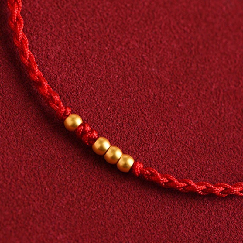Buddha Stones 999 Złote Koraliki Szczęście Pleciona Ochrona Para Bransoletka - image 4