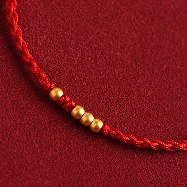 Buddha Stones 999 Złote Koraliki Szczęście Pleciona Ochrona Para Bransoletka - image 4
