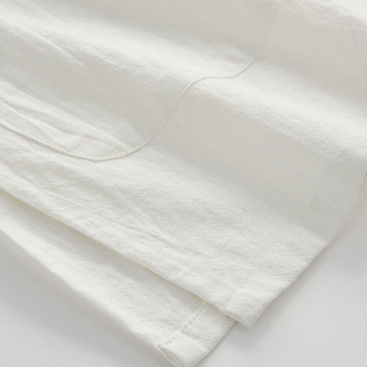 Buddha Stones Chiński Żaba-Guzik Tang Suit Męska Koszula Z Krótkim Rękawem Bawełna Lniana Odzież Z Kieszeniami - image 4