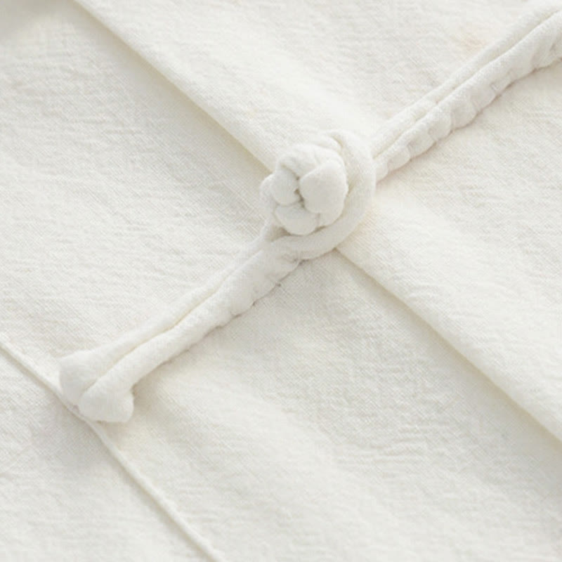 Buddha Stones Chiński Żaba-Guzik Tang Suit Męska Koszula Z Krótkim Rękawem Bawełna Lniana Odzież Z Kieszeniami - image 3