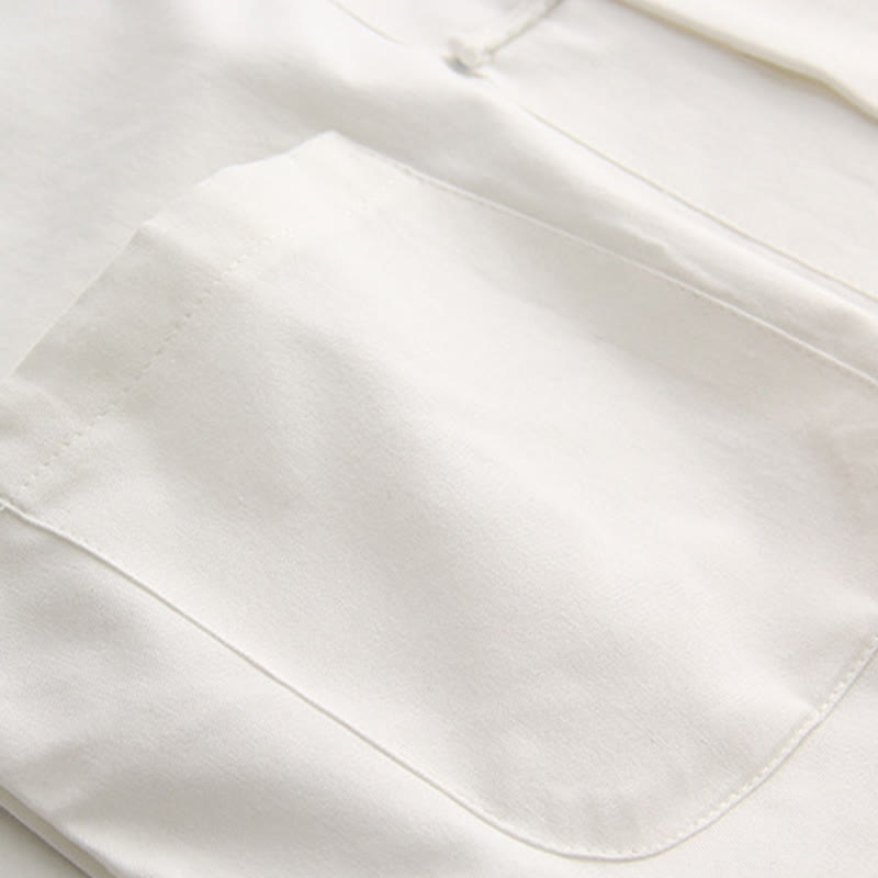 Buddha Stones Chiński Żaba-Guzik Tang Suit Męska Koszula Bawełniana Z Krótkim Rękawem I Kieszeniami - image 4