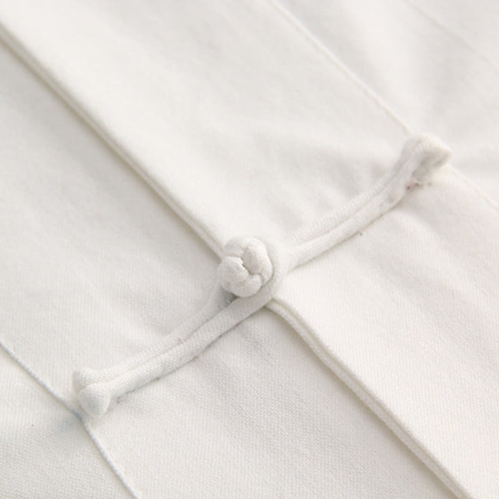 Buddha Stones Chiński Żaba-Guzik Tang Suit Męska Koszula Bawełniana Z Krótkim Rękawem I Kieszeniami - image 3