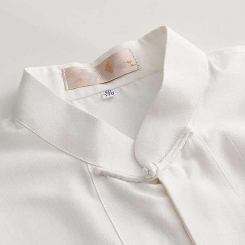 Buddha Stones Chiński Żaba-Guzik Tang Suit Męska Koszula Bawełniana Z Krótkim Rękawem I Kieszeniami - image 2