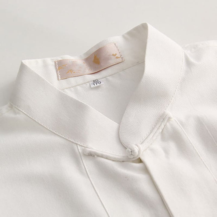 Buddha Stones Chiński Żaba-Guzik Tang Suit Męska Koszula Bawełniana Z Krótkim Rękawem I Kieszeniami - image 2