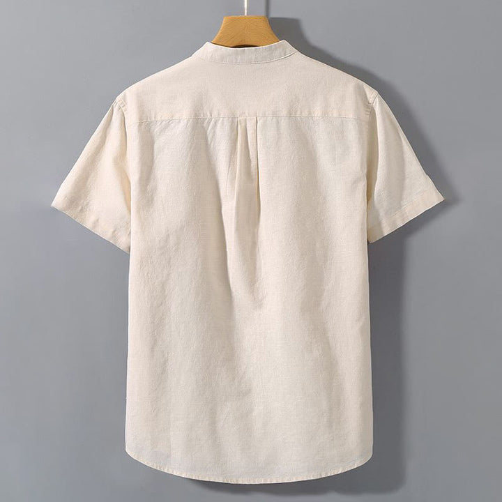 Koszula męska z krótkim rękawem i bawełną z lnu Buddha Stones Summer Button Down - image 6