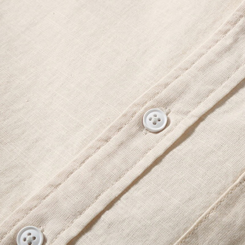 Koszula męska z krótkim rękawem i bawełną z lnu Buddha Stones Summer Button Down - image 11