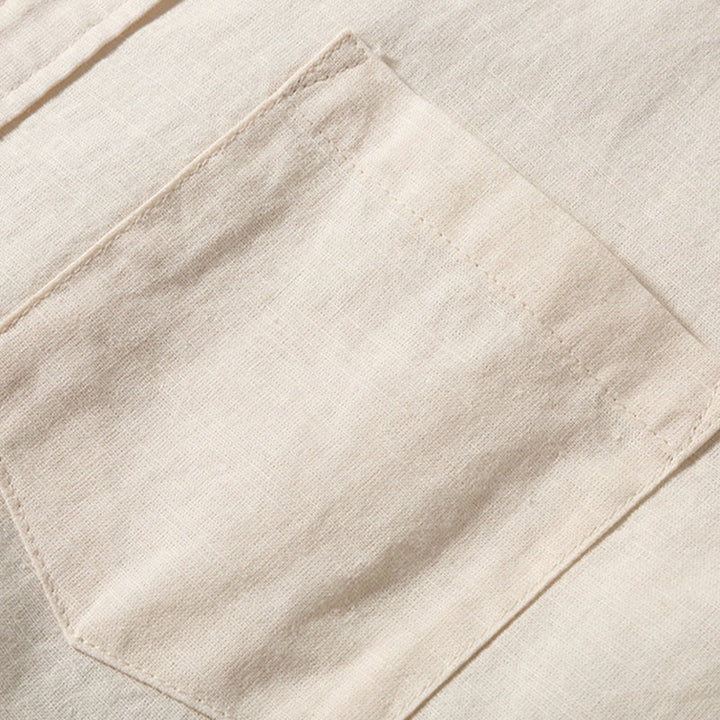 Koszula męska z krótkim rękawem i bawełną z lnu Buddha Stones Summer Button Down - image 9