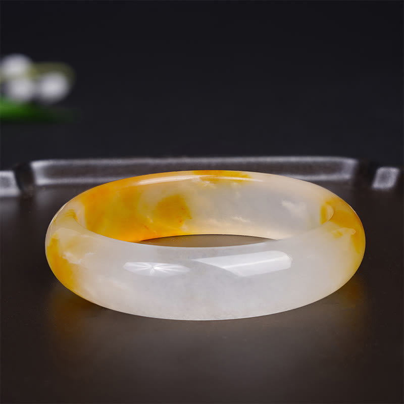 Buddha Stones Żółty Chalcedon Harmonia Pozytywność Bangle - image 1