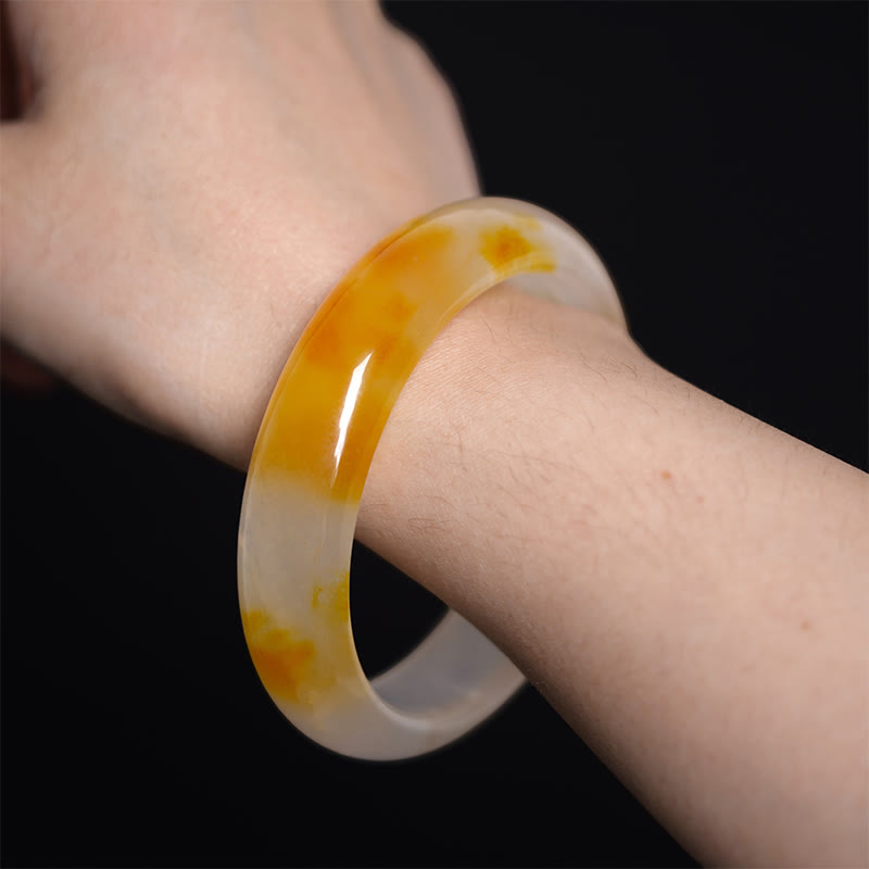 Buddha Stones Żółty Chalcedon Harmonia Pozytywność Bangle - image 4