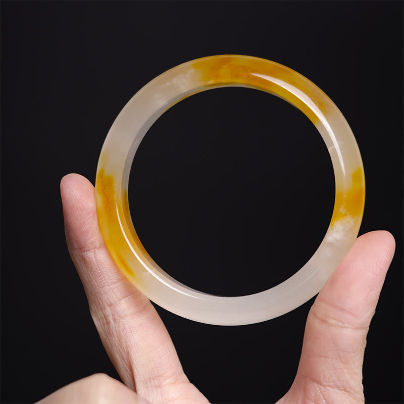 Buddha Stones Żółty Chalcedon Harmonia Pozytywność Bangle - image 5