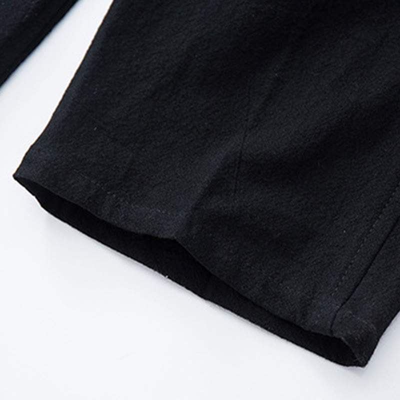 Spodnie męskie Buddha Stones w jednolitym kolorze, bawełniane, lniane, swobodne, ze ściągaczem i kieszeniami - image 4