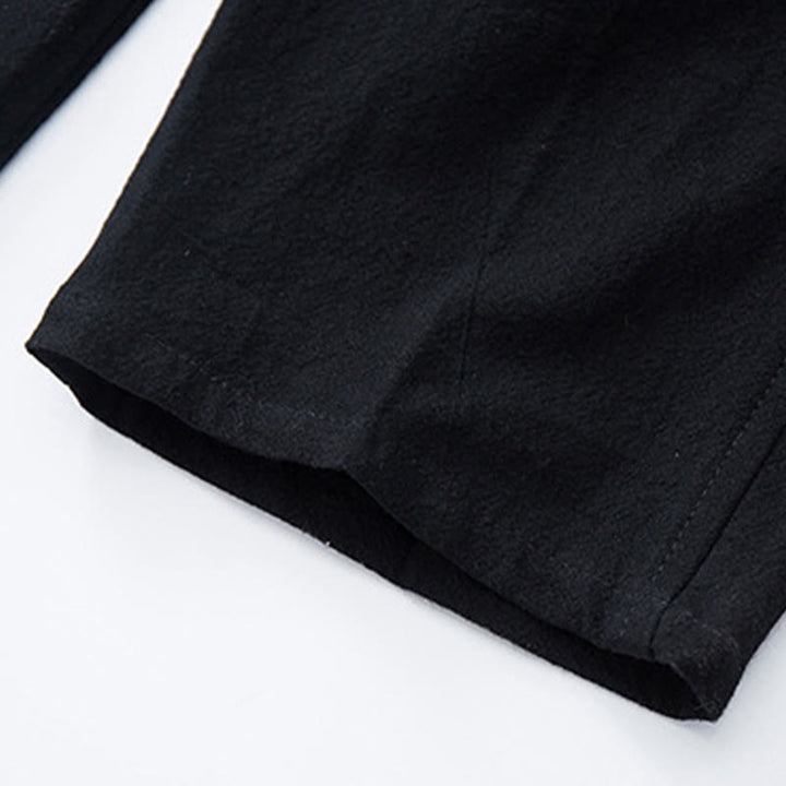 Spodnie męskie Buddha Stones w jednolitym kolorze, bawełniane, lniane, swobodne, ze ściągaczem i kieszeniami - image 4