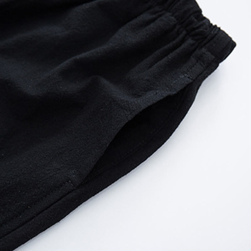 Spodnie męskie Buddha Stones w jednolitym kolorze, bawełniane, lniane, swobodne, ze ściągaczem i kieszeniami - image 2