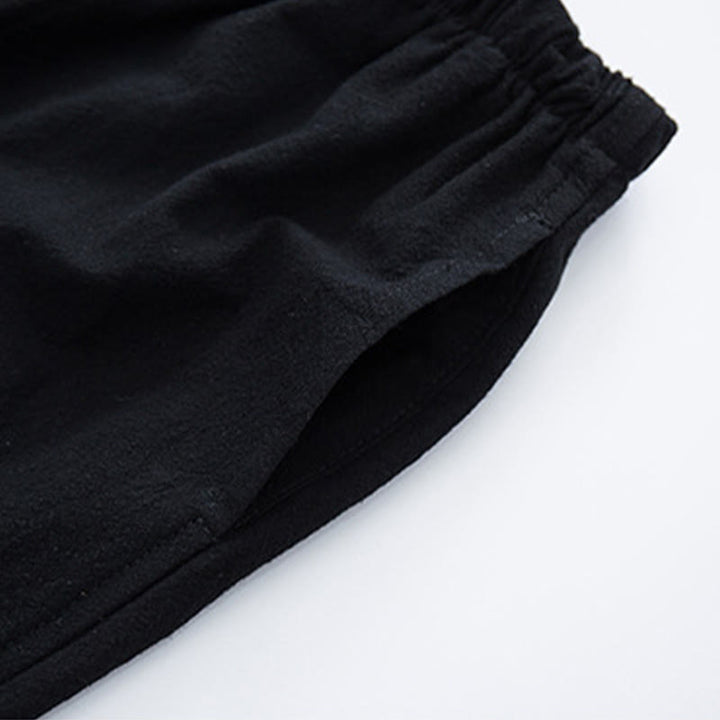 Spodnie męskie Buddha Stones w jednolitym kolorze, bawełniane, lniane, swobodne, ze ściągaczem i kieszeniami - image 2