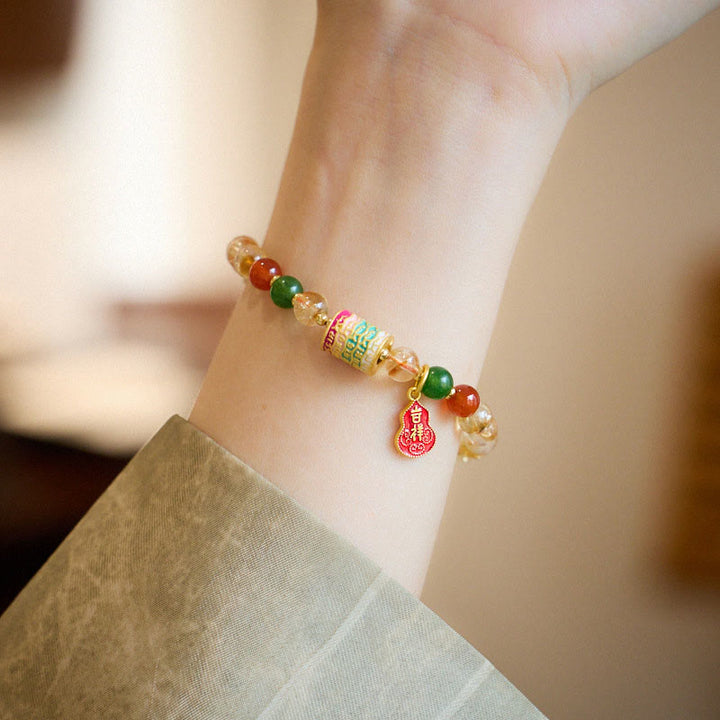 Bransoletka ochronna Buddha Stones Natural Citrine Red Agat Green Chalcedon