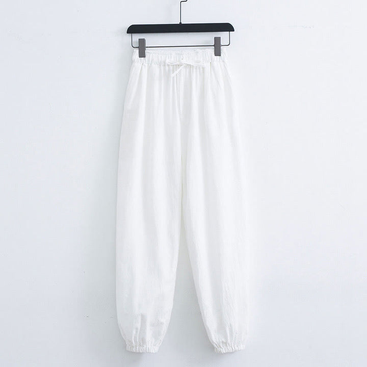 Buddha Stones Jednolity Kolor Bawełna Len Casual Męskie Spodnie Harem Z Kieszeniami - Biały - US/UK/AU44， EU54 (4XL) - image 6