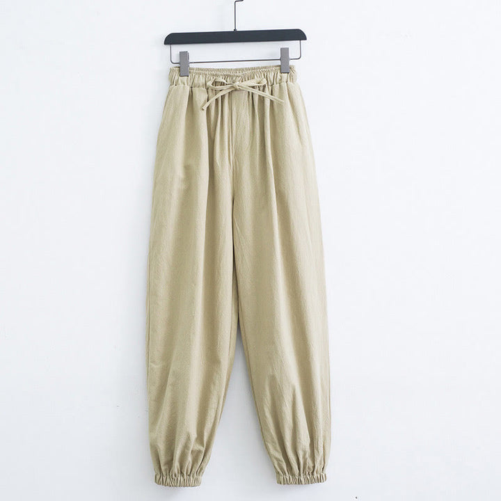 Buddha Stones Jednolity Kolor Bawełna Len Casual Męskie Spodnie Harem Z Kieszeniami - Pszenica - US/UK/AU44， EU54 (4XL) - image 8
