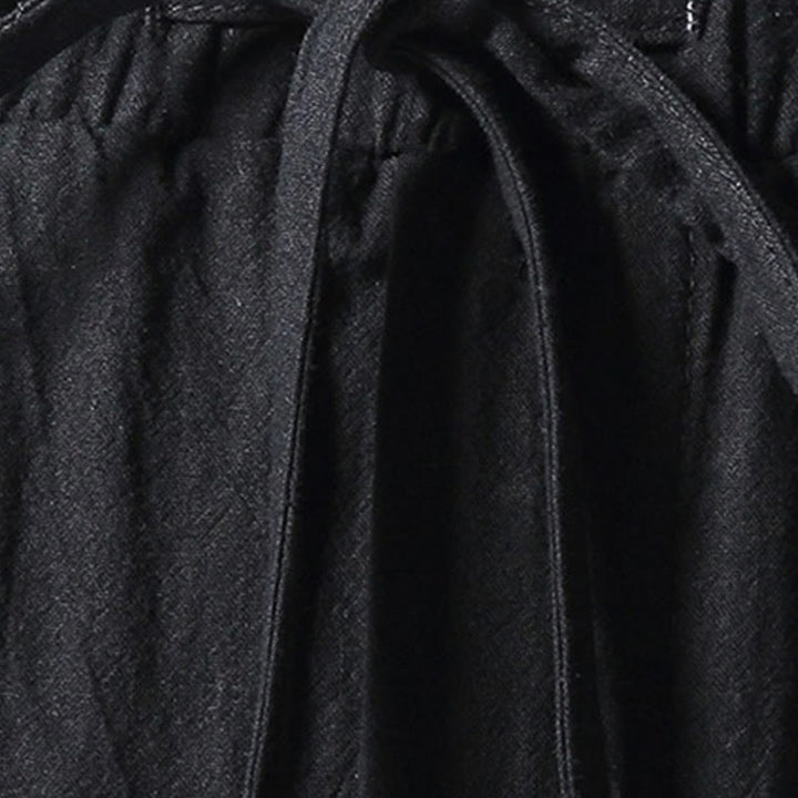 Buddha Stones Jednolity Kolor Bawełna Len Casual Męskie Spodnie Harem Z Kieszeniami - image 3