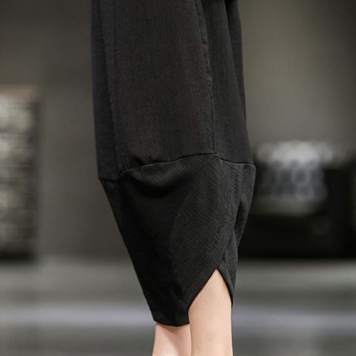 Spodnie męskie z bawełny i lnu Buddha Stones Summer Solid Cropped z kieszeniami - image 35