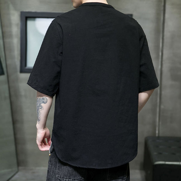 Koszula męska z krótkim rękawem z bawełny Buddha Stones Plain Color - image 18