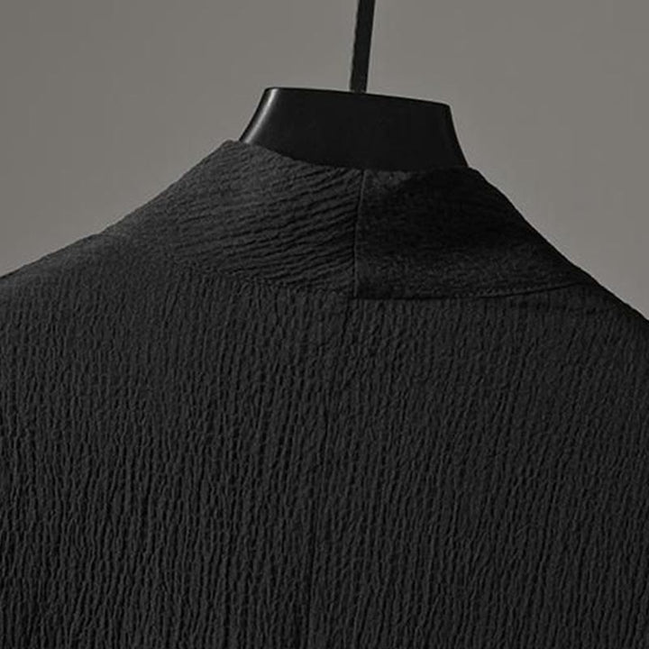 Buddha Stones Jednolity Kolor Koszula z Dekoltem w Serek Rękaw Trzy Czwarte Spodnie Codzienne Odzież Męska Zestaw - image 13