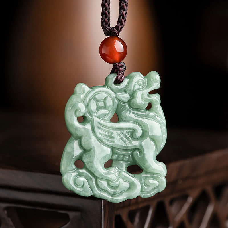 Buddha Stones Jade PiXiu Bogactwo Szczęście Naszyjnik Wisiorek - Jade PiXiu - image 1