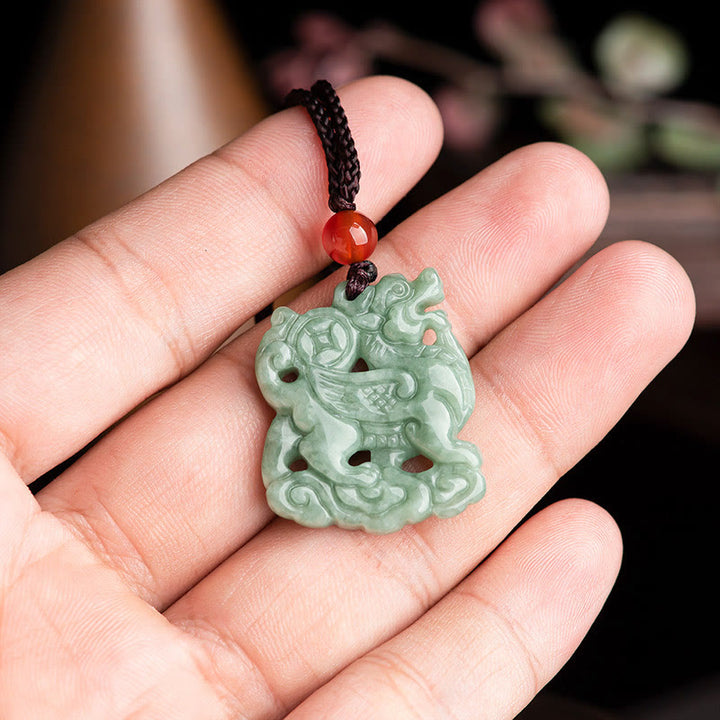 Buddha Stones Jade PiXiu Bogactwo Szczęście Naszyjnik Wisiorek - image 8