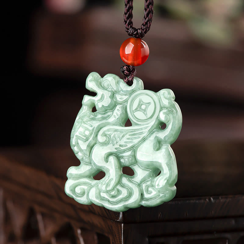 Buddha Stones Jade PiXiu Bogactwo Szczęście Naszyjnik Wisiorek - image 2