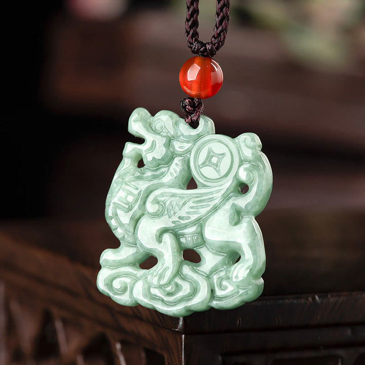 Buddha Stones Jade PiXiu Bogactwo Szczęście Naszyjnik Wisiorek - image 2