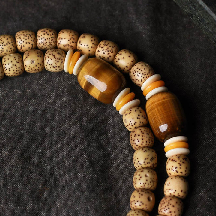 Buddha Stones 108 Mala Koraliki Bodhi Nasiona Tygrysie Oko Fu Charakter Bransoletka Pokoju
