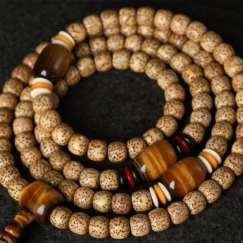 Buddha Stones 108 Mala Koraliki Bodhi Nasiona Tygrysie Oko Fu Charakter Bransoletka Pokoju